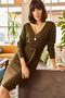 Women's Khaki Double Breasted Belted Knitwear Dress ELB-19000827 - 2