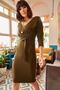 Women's Khaki Double Breasted Belted Knitwear Dress ELB-19000827 - 7