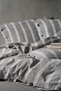 Luke Bold 100% Cotton Double Washed Yarn-Dye Striped Duvet Cover Set Anthracite