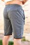Men's Gray Honeycomb Fabric Pocket Hidden Zipper Drawstring Short Bermuda Shorts 21ESRTKPET - 4