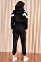 Women's Black Color Block Tracksuit Set TKM-19000040 - 4