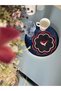 Cocktail Napkin Black with Red Embroidery Set of 6 Black