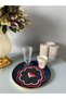 Cocktail Napkin Black with Red Embroidery Set of 6 Black - 4