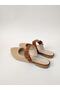 Women's Slippers with Straw Tan Buckle. - 2
