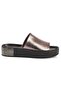 Capone Single Wide Band Stone Detailed Wedge Heel Metallic Women's Slippers - 5