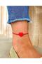 Red Murano Glass Heart Rope Anklet - 2
