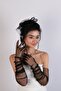 Plain Long Costume Gloves And Costume Voilet Set - 3