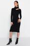 Siyah Midi Cut Out/Pencere Detaylı Triko Elbise TWOAW24EL00028 - 4
