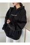 Colored Clouds Sweatshirt - Black Printed Oversize Ribbon Hoodie - 6