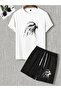 Eagle Printed Top and Bottom Summer Oversize Combed Cotton T-Shirt Shorts Set - 3