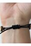 Gold Bronze Hematite Natural Stone Black Leather Bracelet - 2