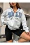 Unisex White Color Zippered Baby Blue Brooklyn Printed 3 Thread Fleece Cardigan / Jacket - 3