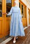 Single Layer Detailed Casual Hijab Dress - Baby Blue - 5