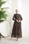 Women's Leopard Print Belted Modest Chiffon Dress SMS014 - 4