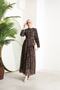 Women's Leopard Print Belted Modest Chiffon Dress SMS014 - 5