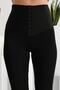 Women's High Waist Cuffed Slimming Gathering Corset Leggings - 3