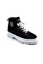 Black Suede Women's Ankle Shoes with Rubber Laces - 3