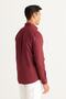 Men's Burgundy Slim Fit Narrow Cut Button Collar Cotton Pocket Oxford Shirt - 5