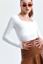 women square neck ecru long sleeve blouse - 5