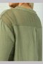 Women's Khaki Pocket Sleeve and Back Mesh Detail Foldable Sleeve Cotton Linen Blouse - 4