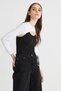 Straight Collar Neck Collar Sleeve - White - 2