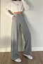 Gray Cross Waist Palazzo Pants