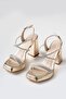 Gold Metallic Stone Banded Angular Platform Summer Comfortable Women's Shoes Premium Model New Season - 2