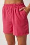 Women's Dark Pink Linen Surface Shorts Shirt Set FN03075 - 3