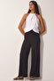 Women's Black Cotton Viscose Palazzo Trousers BV00076