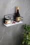 Economical Stainless Bathroom and Cosmetic Organizer with Crystal Shelf Black Adhesive Wire Shampoo Rack
