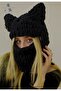 Snow Mask Animal Figure Hat with Cat Ears Black Hat Puffy Beanie Ski & Snowboard Balaclava - 2