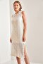 Women's Square Patterned Knitwear Dress - 7