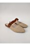 Women's Slippers with Straw Tan Buckle.
