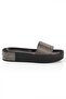 Capone Single Wide Band Stone Detailed Wedge Heel Metallic Platinum Women's Slippers - 5