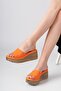 Women's Straw Patterned Wedge Heeled Slippers - 3