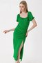 Women's Dark Green Slit Summer Knitted Dress HZL23S-BD123961