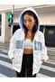 Unisex White Color Zippered Baby Blue Brooklyn Printed 3 Thread Fleece Cardigan / Jacket - 5