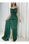 Flexible Satin Fabric Slit Detailed Strappy Long Evening Dress and Graduation Dress 582243 726 - 3