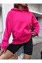 Women's Everything Will Be Okay Back Detail Printed 3 thread Hooded Fuchsia Sweatshirt with Pocket - 2
