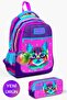 Kids Purple Pink Cat Patterned 2-Piece School Bag Set GOSET0223477