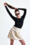 women's square neck black long sleeve blouse - 5