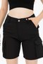 Women's Black Cargo Pocket High Waist Stretchy Bermuda Shorts - 3