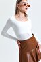 women square neck ecru long sleeve blouse - 4