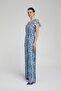 V-Neck Tie Waist Patterned Satin Jumpsuit - 2