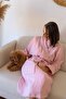 Adult Kimono Bathrobe, 100% Cotton 4 Layers Multi Muslin Pink - 3