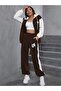 Brown California 97 Printed 3 thread Brown Zippered Sleeves and Hat White Tracksuit Set