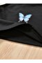 Black Butterfly Printed Girl's Zippered Jacket, Crop and Tracksuit Set - 4