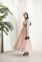 women's pom-pom chiffon islamic dress with belt SMS022 - 3