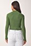Women's Khaki Zippered Turtleneck Knitwear Sweater UB00120 - 5