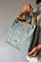 Large Size Knitted Detailed 4 Compartment Women's Shoulder Bag 4031-Gd Light Denim - 3